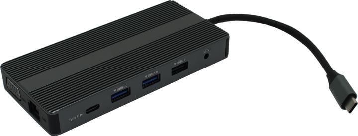 KS-is <KS-734> Docking Station USB-C -> 2xHDMI+VGA+GbLAN+CR+2xUSB3.0+USB2.0+USB-C+PD+Jack3.5