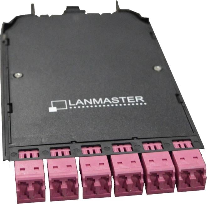 Кассета Lanmaster LAN-MCCB-1M-12LC/OM4 MPO OM4, 12xLC, тип B,  низкие потери, черная