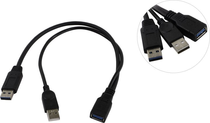 KS-is <KS-447> Кабель-переходник USB 3.0 AM->AF с разъемом USB  для доп. Питания