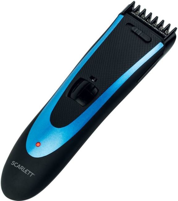 Машинка для стрижки Scarlett SC-HC63C59 черный/синий 8Вт (насадок в компл:4шт)