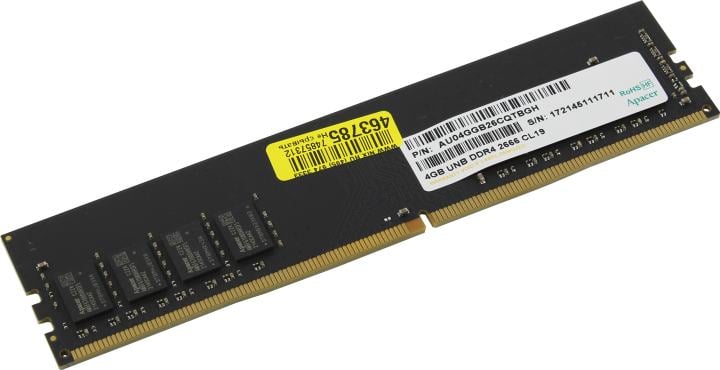 Apacer <AU04GGB26CQTBGH/EL.04G2V.KNH> DDR4 DIMM  4Gb <PC4-21300> CL19