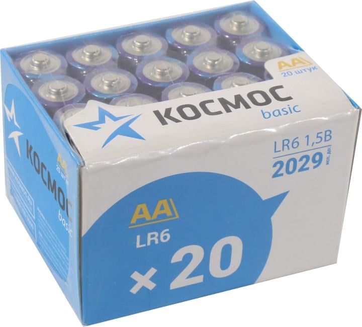 Космос <КОСLR620BOX>, Size "AA", 1.5V, щелочной  (alkaline)  <уп.  20 шт>