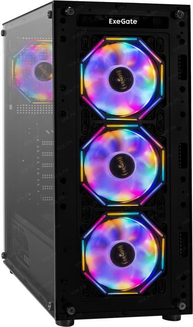 Exegate EX294979RUS Корпус Miditower ExeGate i3 BASE-NPX700 (ATX, БП 700NPX с вент. 12 см, с окном, 1*USB+1*USB3.0, аудио, 4 вент. 12см с RGB подсветкой)