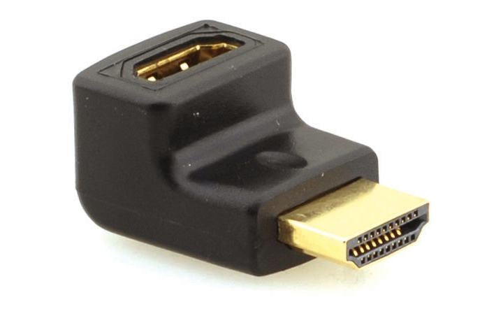 Адаптер для цифровых интерфейсов [99-9794111] Kramer Electronics [AD-HF/HM/RA] HDMI розетка на HDMI  вилку  (угловой)