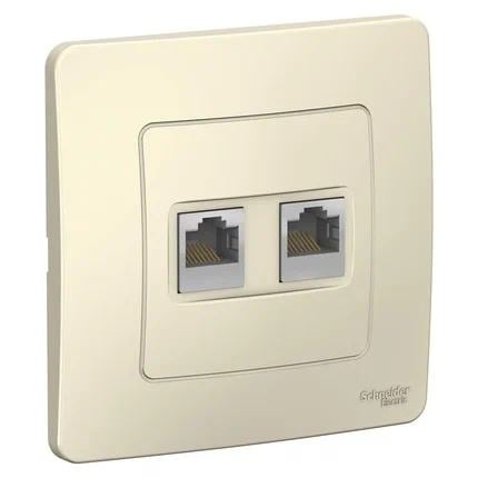 Розетка Systeme Electric BLNIS045452 2-ая компьютерная RJ45  Молочная  внутр