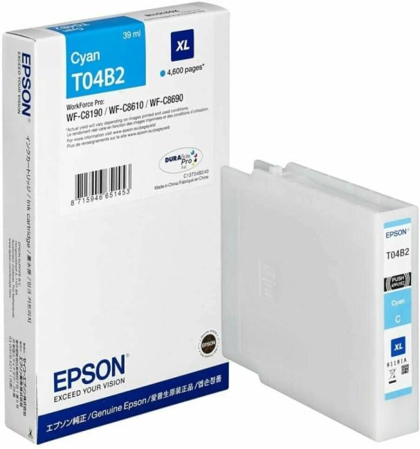 Картридж EPSON T04B  голубой повышенной емкости  для WF-C8190DW/WF-C8690DWF