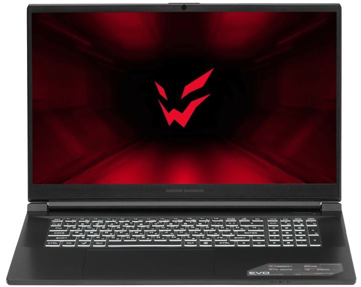 Ноутбук ARDOR Gaming EVO E17-I7ND402,17.3", Core i7-13620H, 16 ГБ, SSD 2048 ГБ, GeForce RTX 4070, без ОС, черный