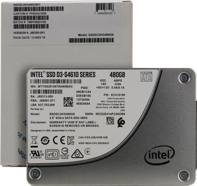 SSD 480 Gb SATA 6Gb/s Intel D3-S4610 Series <SSDSC2KG480G8(01)> 2.5" 3D TLC