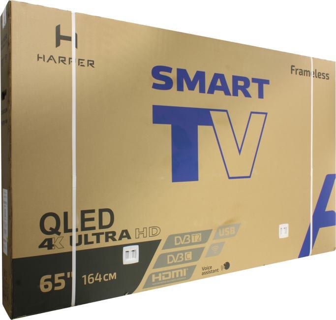 65" QLED телевизор HARPER 65Q850TS (3840x2160, HDMI, LAN, WiFi, BT, USB, DVB-T2, SmartTV)