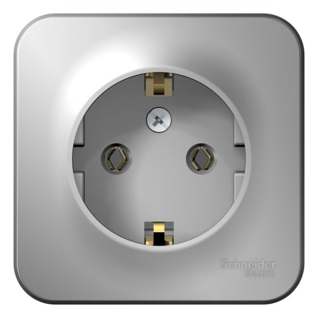 Розетка Systeme Electric BLNRA010103 с/з без шторок, 16А, 250В Алюминий наруж