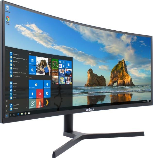 Монитор 34" ExeGate Combat EC3407TA VA 3440x1440, 165 Гц, 1 мс, 21:9, 300 кд/м², HDMI 2.0, DP 1.2, 3.5 Jack, FreeSync, изогнутый экран (1800R), черный