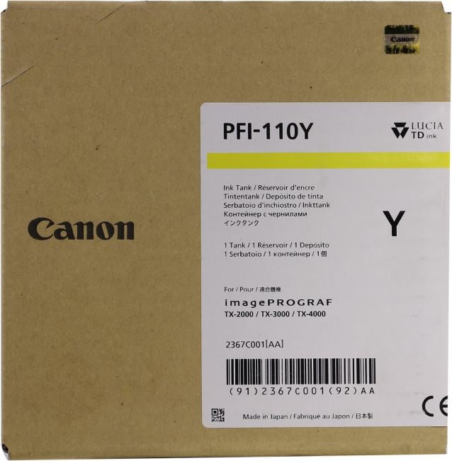 Чернильный контейнер Canon PFI-110Y Yellow для iPF TX-2000/3000/4000