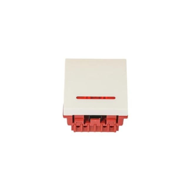 Выключатель Lanmaster LAN-EC45x45-SL11-WH 2-контактный, одноклавишный 45х45,  с подсветкой, белый