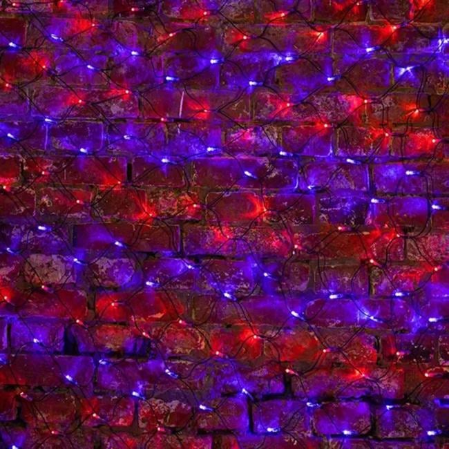 Гирлянда светодиодная "Сеть" 2.5х2.5м 432LED красн./син. 26Вт 220-240В IP65 провод ПВХ черн. Neon-Night 215-033