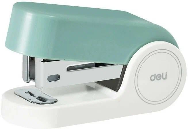 Степлер мини Deli EK203-GR EK203 24/6 26/6 (15листов) встроенный антистеплер зеленый  15скоб металл/пластик коробка