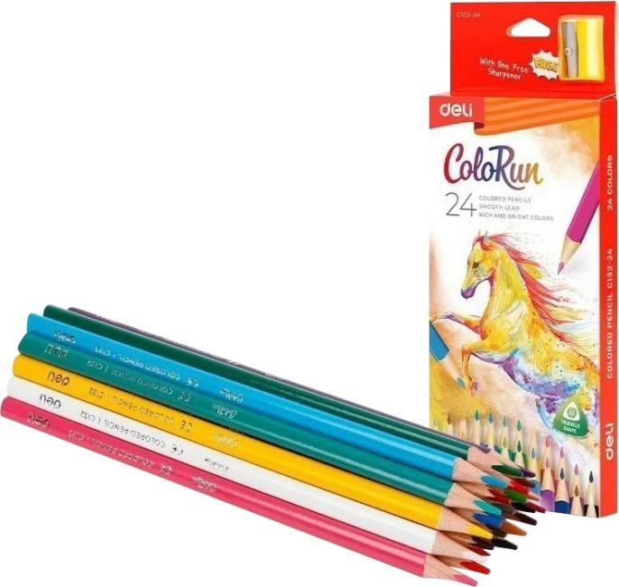 Карандаши цв. Deli EC132-24 ColoRun трехгран.  дерево 24цв. кор.европод.