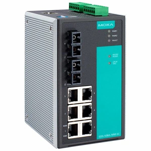 Коммутатор EDS-508A-MM-SC Ethernet switch with 6 10/100 BaseTx ports, 2 multi mode 100 BaseFx ports