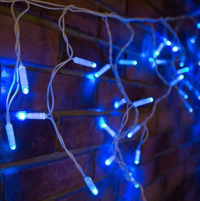 255-136 Гирлянда Бахрома (Айсикл) 4,8х0,6м 176 LED СИНИЙ белый ПВХ IP65 нужен  блок 303-500-1 NEON-NIGHT
