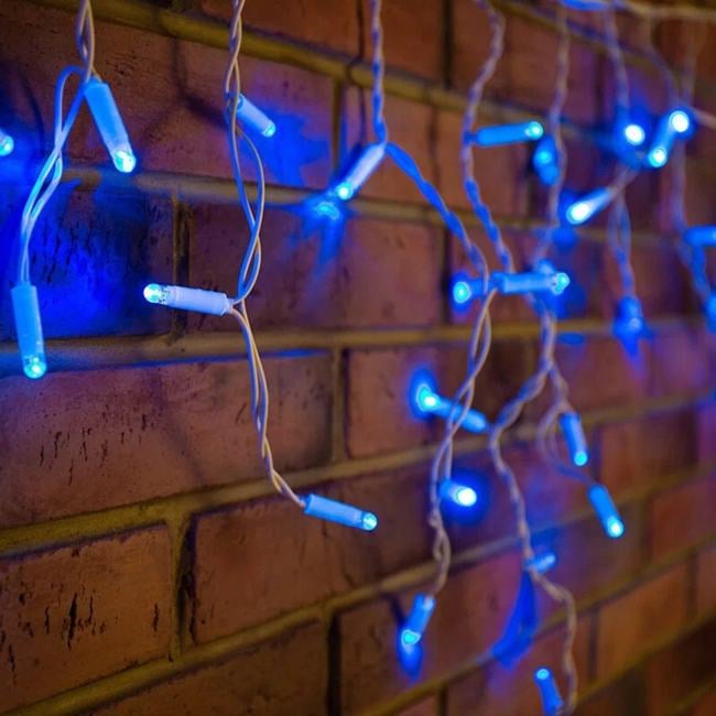 255-023 Гирлянда Бахрома (Айсикл) 1,8х0,5м 48 LED СИНИЙ  белый ПВХ IP65