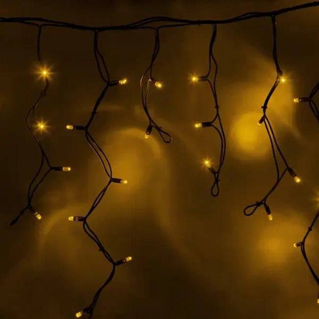 Гирлянда Neon-night Айсикл (бахрома) светодиодный, 4,0 х 0,6 м, черный провод каучук, 230 В, диоды желтые, 128 LED