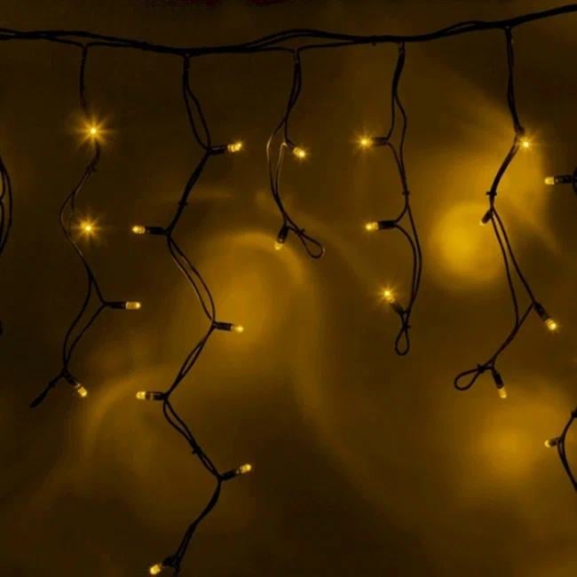 Гирлянда Neon-night Айсикл (бахрома) светодиодный, 5,6 х 0,9 м, черный провод "каучук", 230 В, диоды желтые, 240 LED