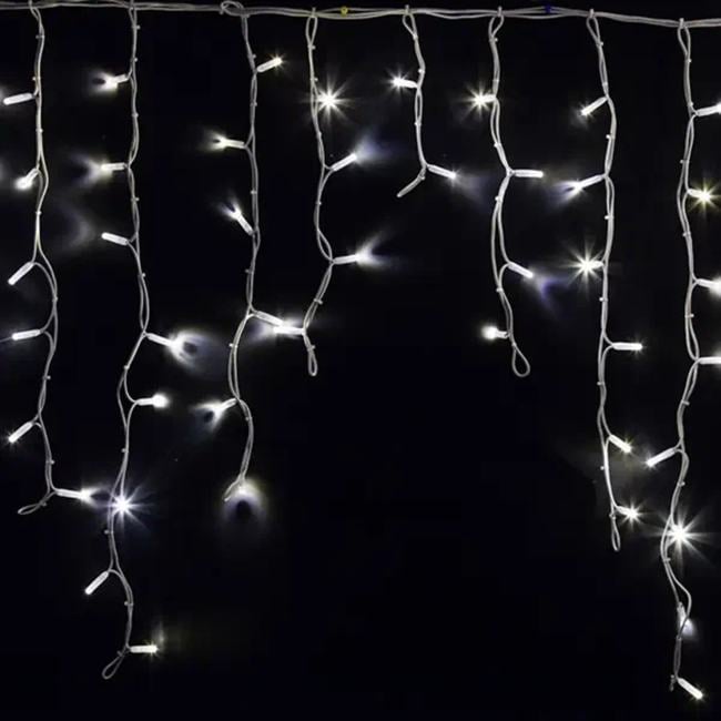 255-285 Гирлянда Бахрома (Айсикл) 5,6x0,9м 240 LED БЕЛЫЙ белый каучук 3,3мм IP67  нужен  блок  315-001 NEON-NIGHT