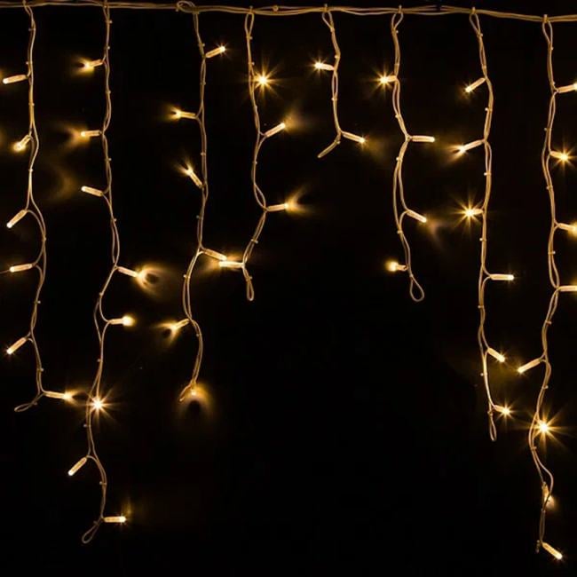 Гирлянда Neon-night Айсикл (бахрома) светодиодный, 5,6 х 0,9 м, белый провод "каучук", 230 В, диоды теплый белый, 240 LED