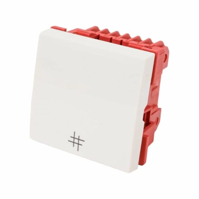Выключатель Lanmaster LAN-EC45x45-S14-WH  4-контактный,  одноклавишный  45х45, белый