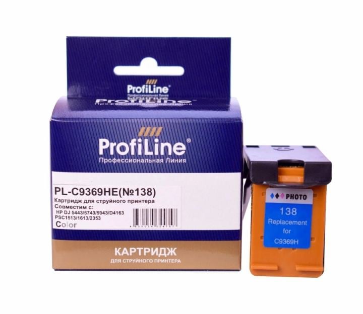 Картридж ProfiLine PL-C9369HE №138-Color PL-C9369HE_C/M/Y №138 для HP DJ  5443/5943/D4163  PSC1513/2353  Color водные