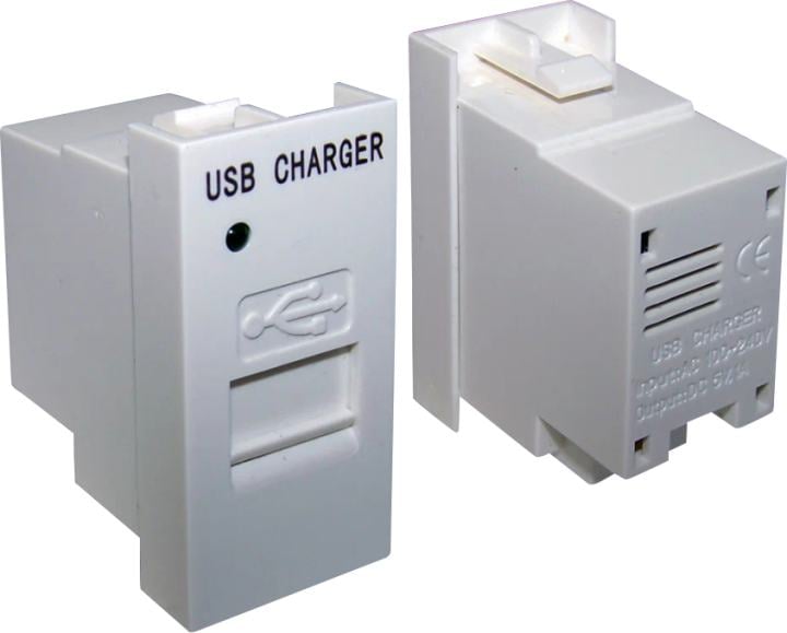 Модуль Lanmaster LAN-EZ45x22-1xUSB-WH для USB-зарядки, 1 порт, 5V / 1A,  22.5x45,  белый
