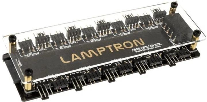 LAMP-FHRGB Панель управления вентиляторами и подсветкой Lamptron SP903-RGB  PWM FAN HUB-Black