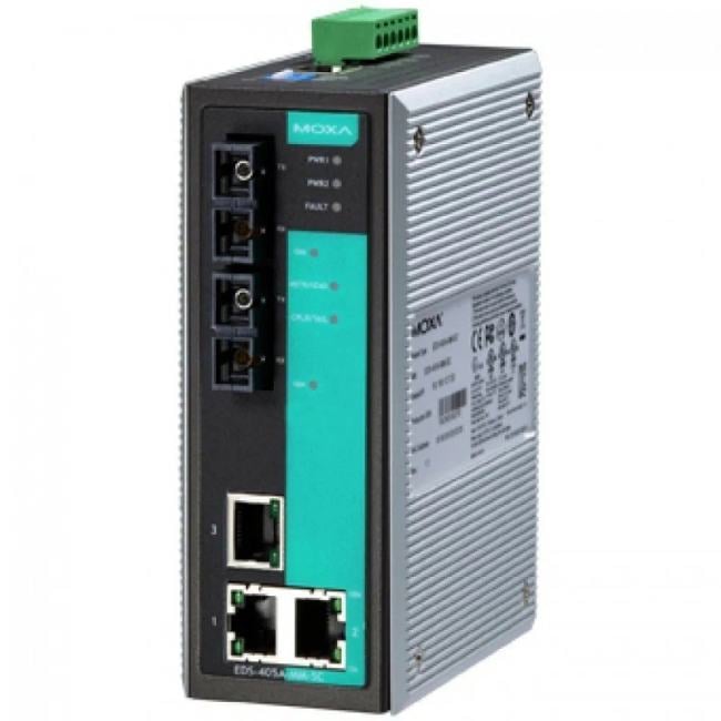Коммутатор EDS-405A-MM-SC, 3 x 10/100BaseTX, 2 x 100BaseFX (многомодовое оптоволокно) с базовыми функциями управления, разъем SC