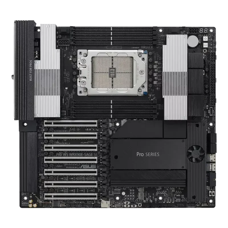 Материнская плата ASUS Pro WS WRX90E-SAGE SE, sTR5, AMD WRX90, 8xDDR5, 4xSATA, 4xM.2, 6xPCI-E 5.0 x16, 1xPCI-E 5.0 x8, 1xVGA, 2xMiniDP, 3x 10Gb LAN, 6xUSB-A 3.2 Gen 2, 1xUSB-A 2.0, 2xUSB-C USB4, 2x3.5 мм, 5.1, SSI EEB