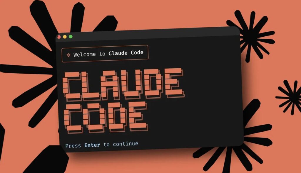 Добро пожаловать в Claude Code. Надпись на черном фоне, графические элементы.