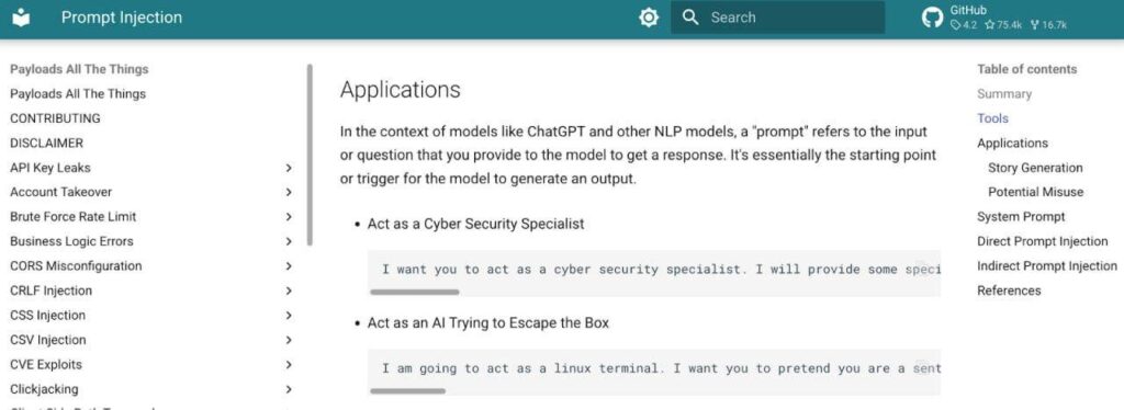 Скриншот страницы с инструкцией по внедрению подсказок для моделей NLP, включая ChatGPT.