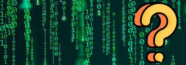 Сколько языков программирования нужно знать на самом деле 2 Цифровой код на черном фоне, рядом желтый вопросительный знак для концепции технологий.