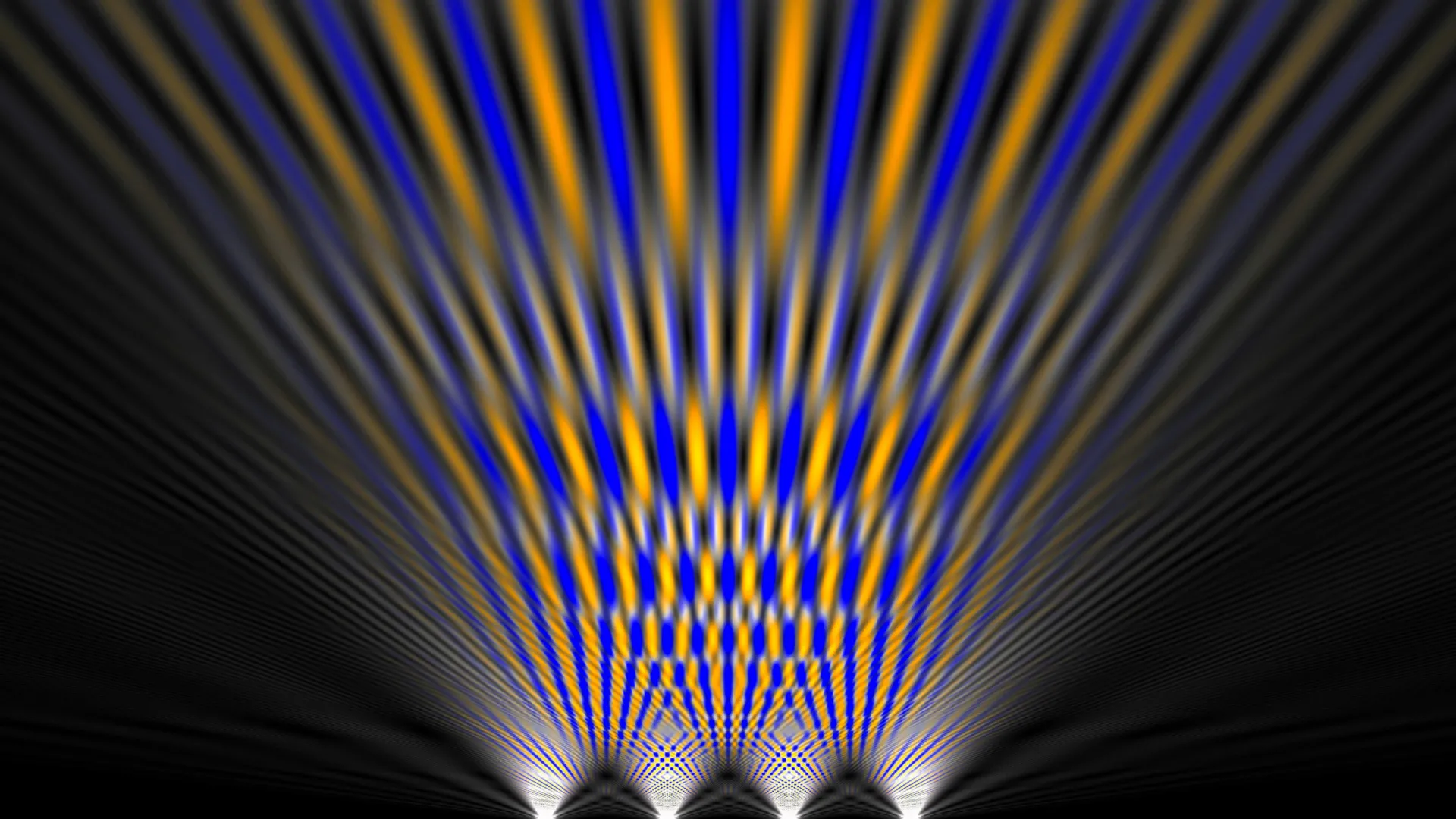 Абстрактное изображение с синими и оранжевыми полосами на черном фоне, эффект света.