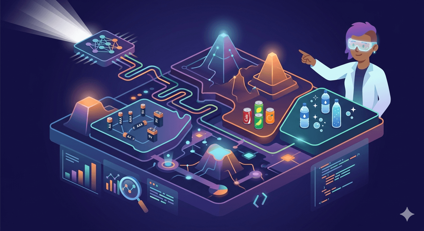 Иллюстрация научной лаборатории с исследователем и графиками данных.