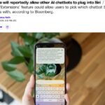Человек держит смартфон с изображением растения, статья о новых функциях Siri.