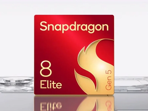 Чип Snapdragon 8 Elite Gen 5 на фоне, крупный план на инновационный дизайн.