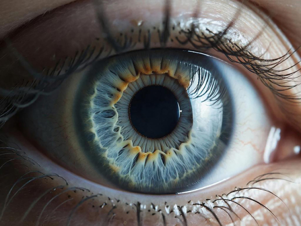 Крупный план человеческого глаза с яркой радужкой и зрачком.