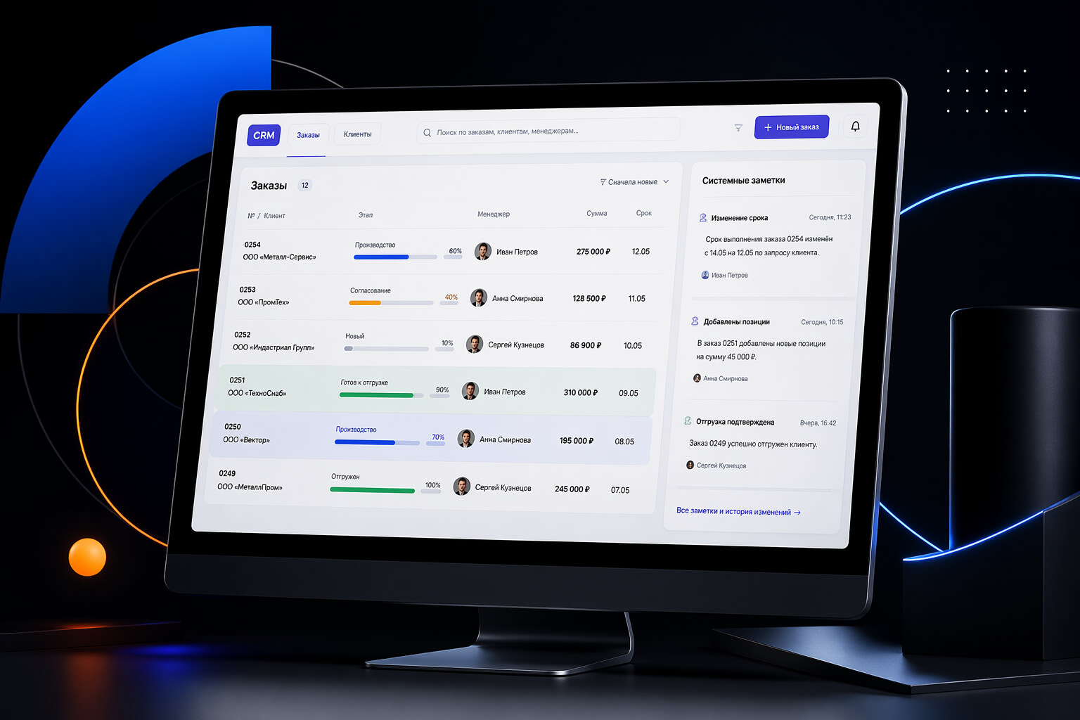 Схема интеграции CRM, 1С и производственного учета в едином интерфейсе