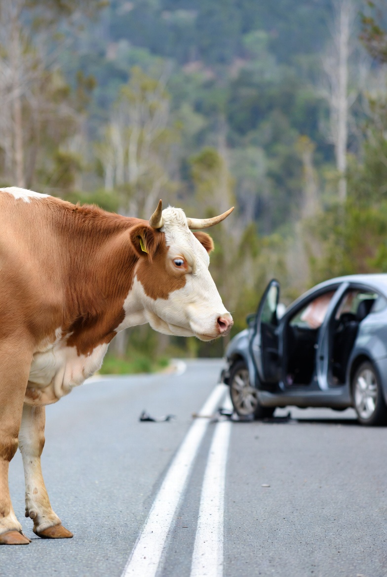 ДТП с коровой на дороге