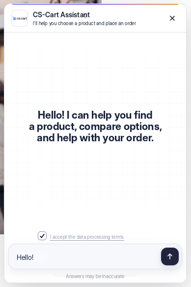 AI assistant start screen in a CS-Cart store