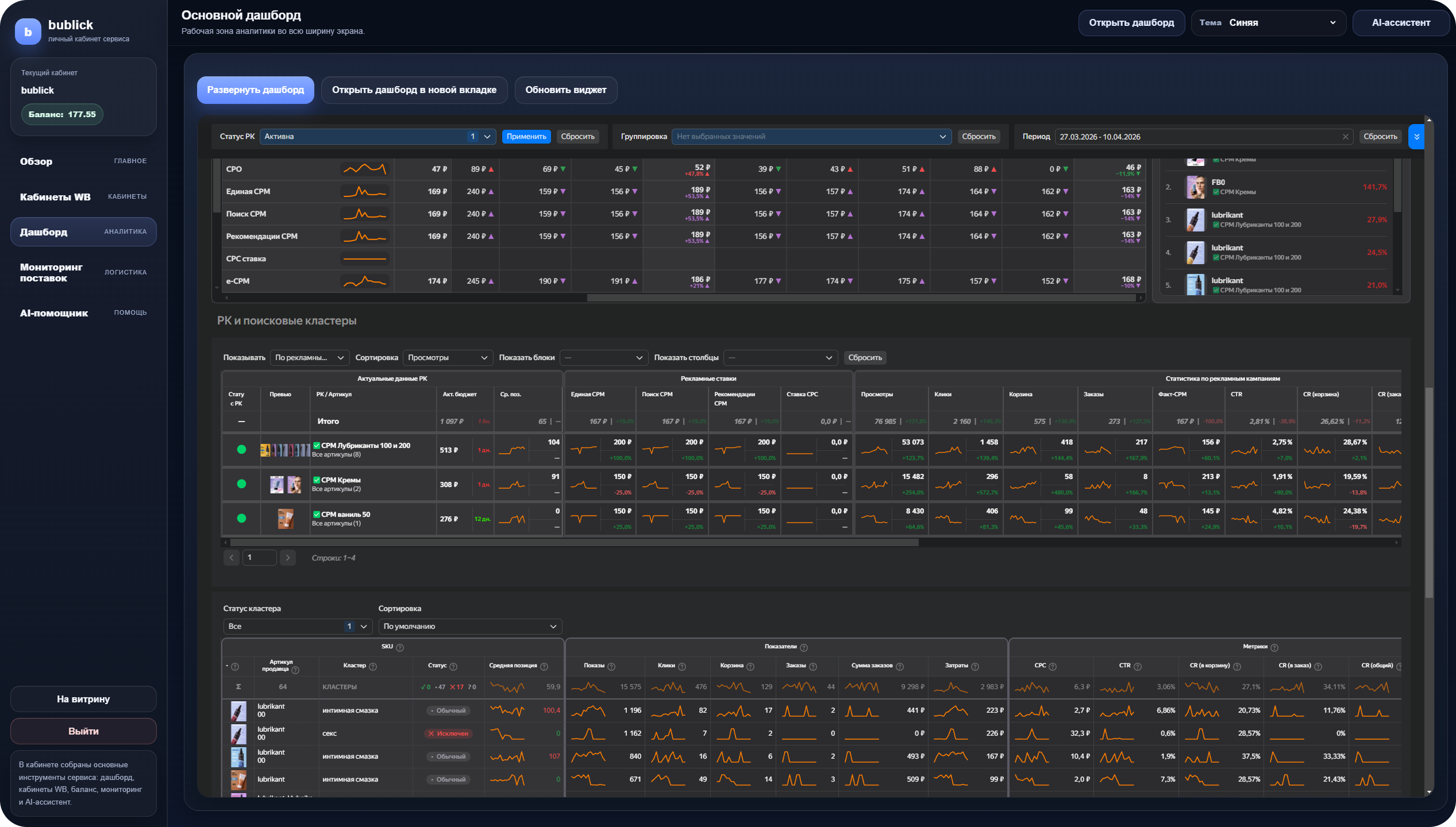 Аналитика рекламных кампаний Wildberries в bublick