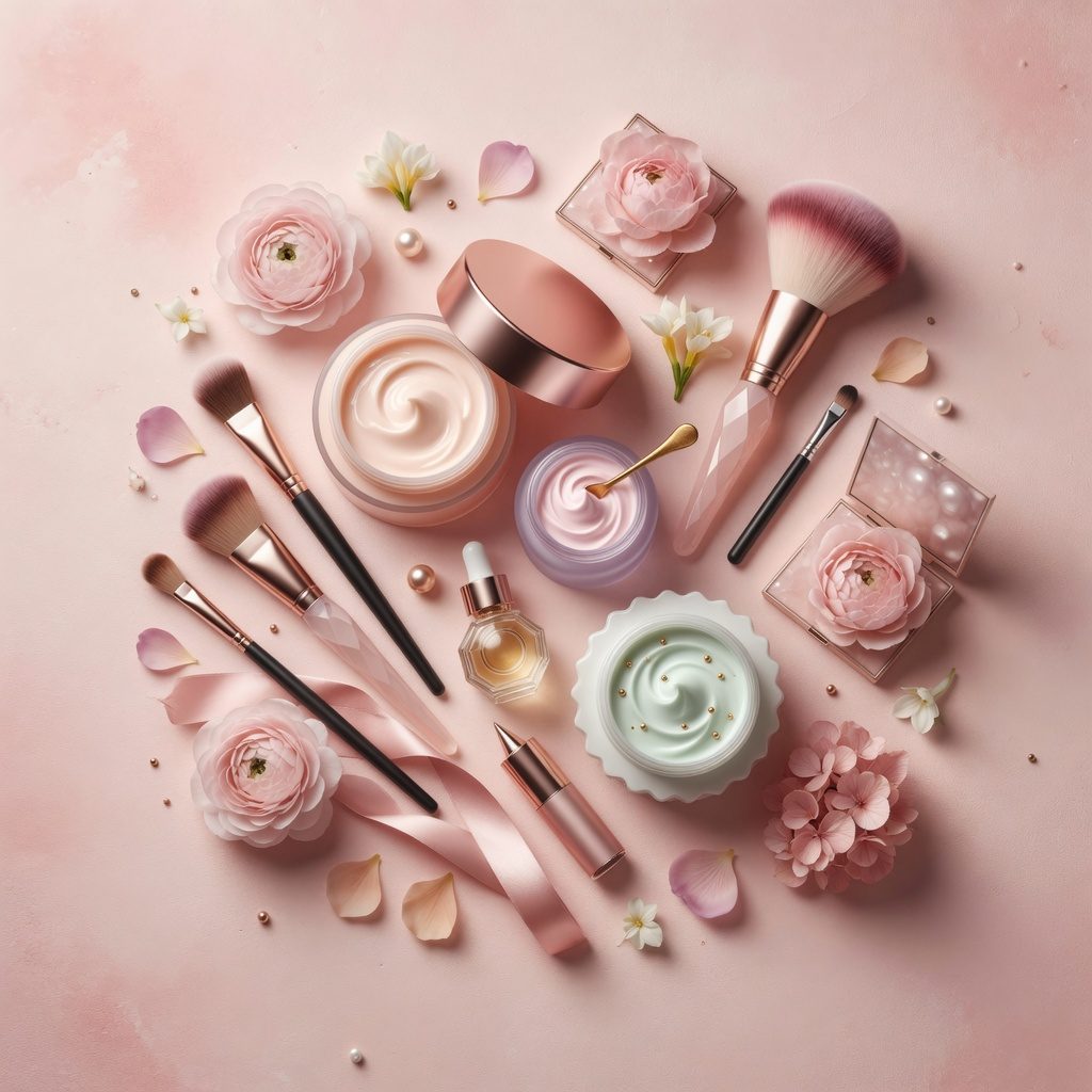 Flat lay косметики для Instagram-контента