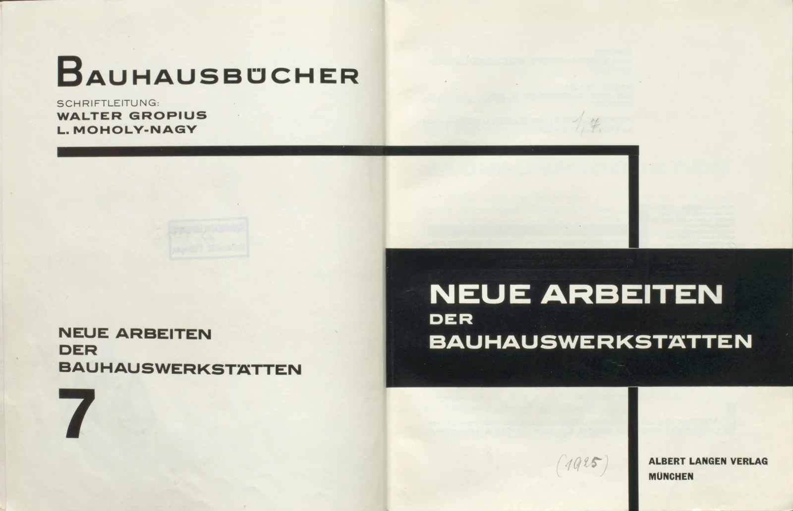 Титульный разворот книги Bauhausbücher