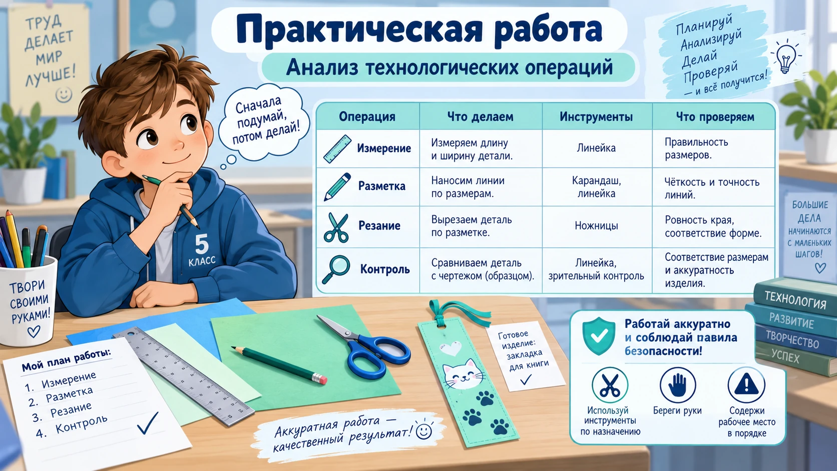Практическая работа для 5 класса по анализу технологических операций
