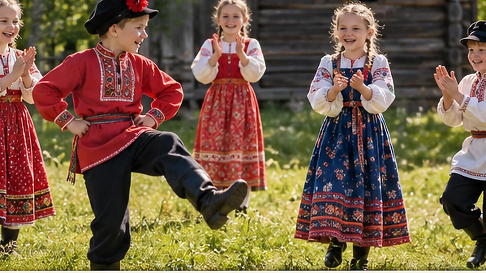 Дети хлопают и двигаются в ритме народной музыки