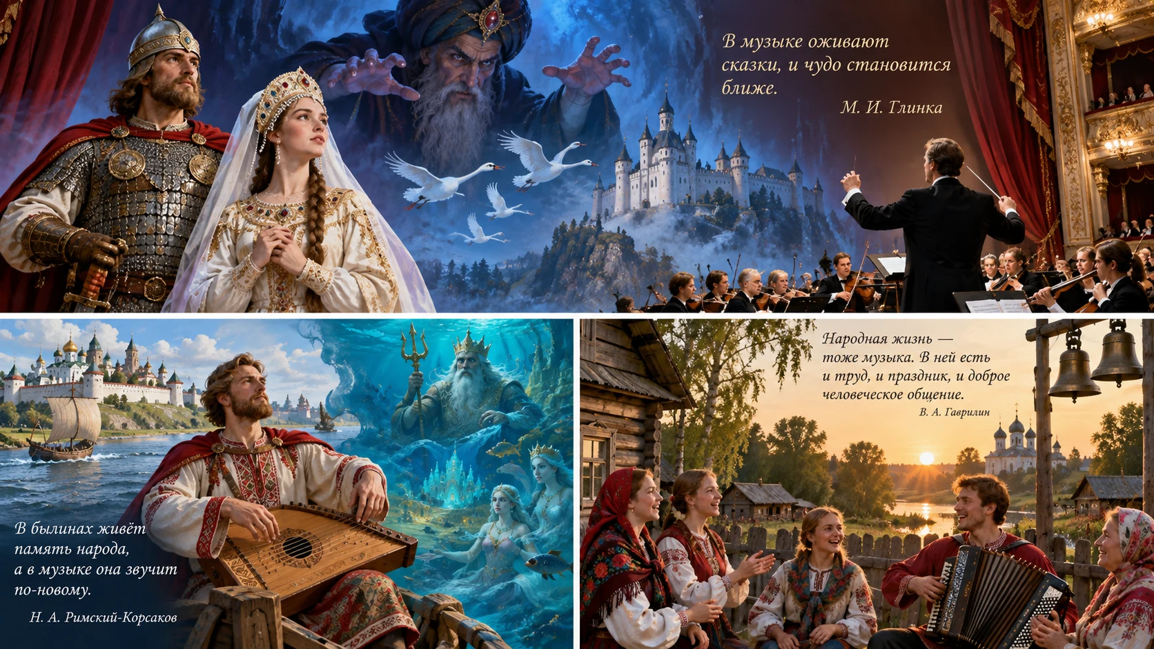 Сказочный мир русской оперы, Руслан, Людмила, Черномор, оркестр и театральная сцена